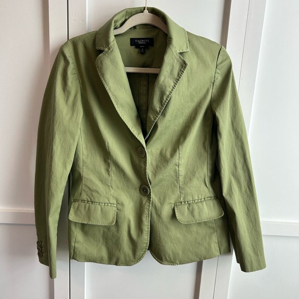 Talbots Green Pleated Back Blazer